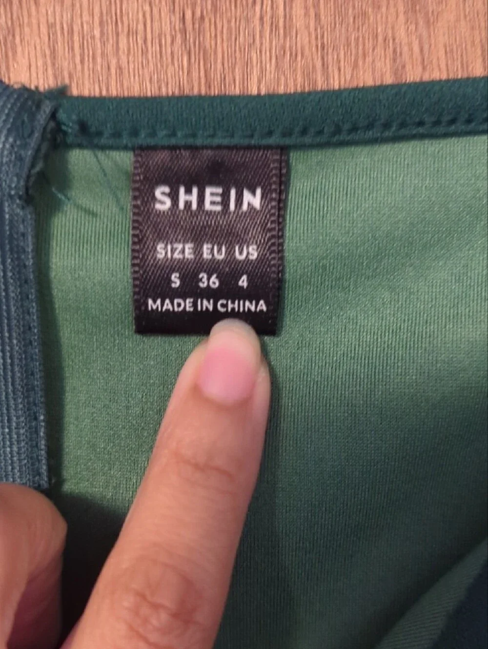 SHEIN Dark Green Long Sleeve Puff Shoulder Top